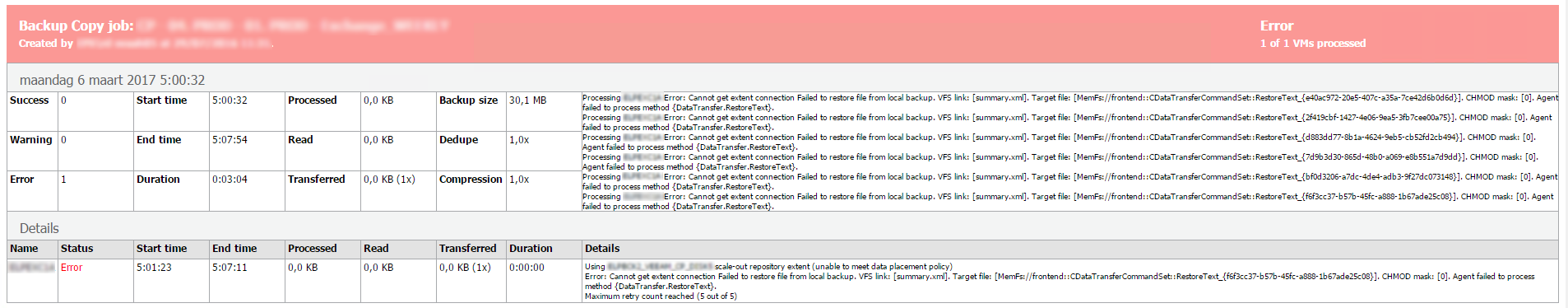 veeam replica error