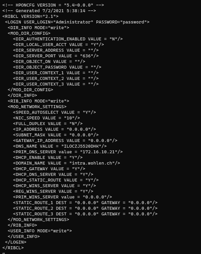 iLO configuration